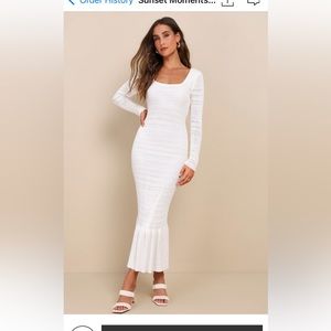 XS Lulus Sunset Moments White Crochet Long